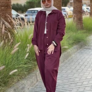 Signature Suede Set in burgundy