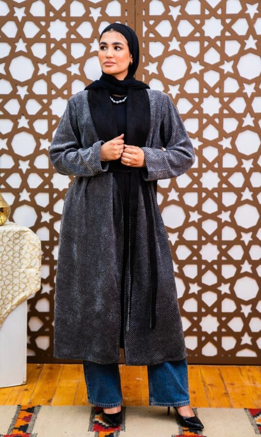 Waqaar Velvet Metallic Jacket in Grey