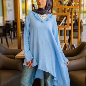 Luna Ruffle Blouse In Baby Blue