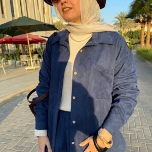 Signature Suede Set in navy blue