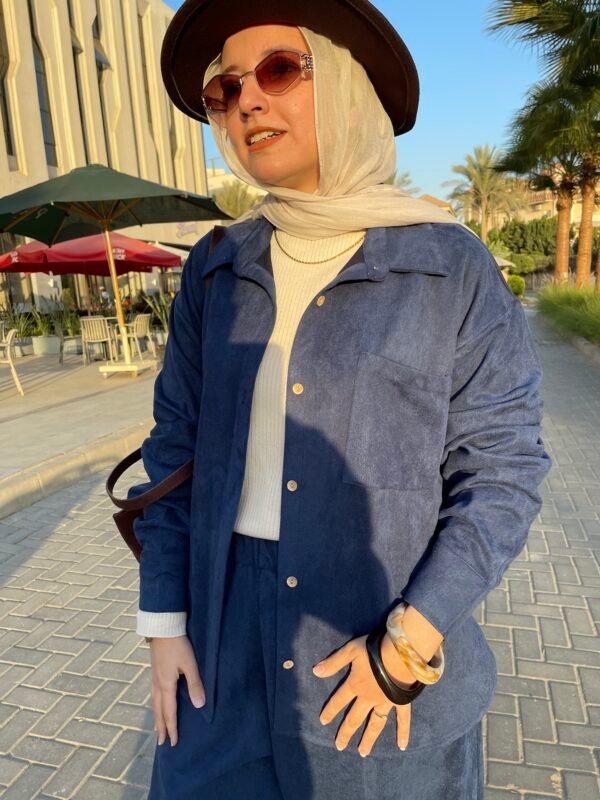 Signature Suede Set in navy blue