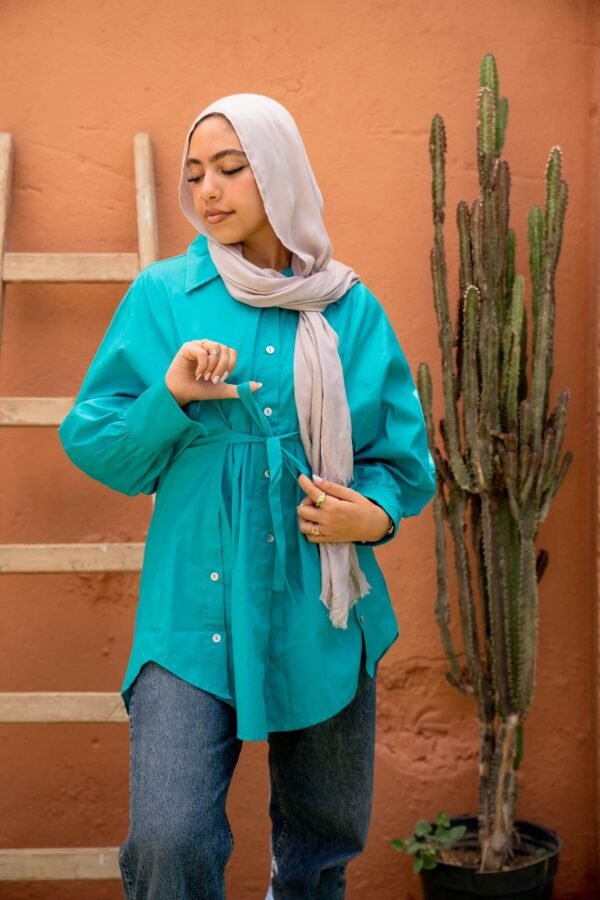 Poplin Shirt In Turquoise