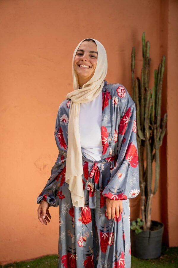 Red Floral Printed Kimono