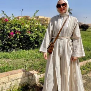 Linen striped cardigan