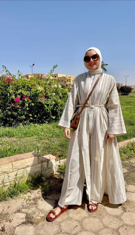 Linen striped cardigan